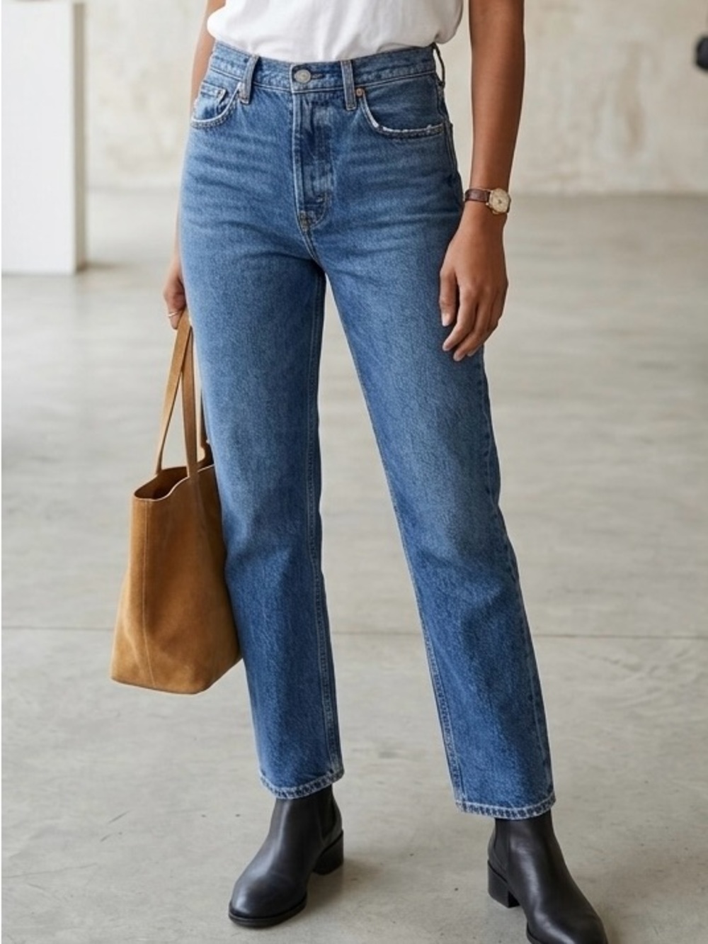 AGOLDE High Rise Stovepipe Straight‎ Leg Jeans Blue Denim Size 28